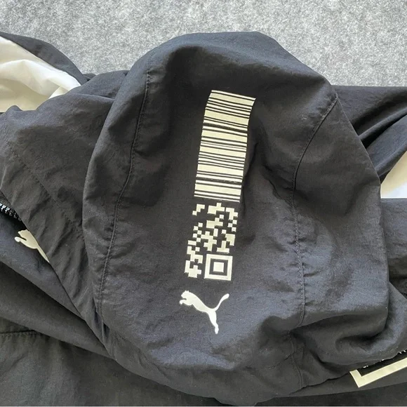 PUMA Jacket Windbreaker Womens XL Quarter Zip Hoodie Black White 599372-01 - Picture 8 of 16
